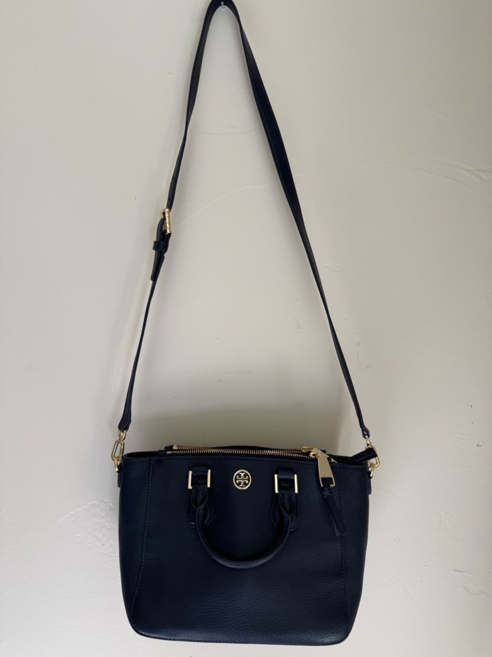 Tory Burch Robinson Double Zip Tote Bag (Navy)
